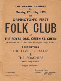 Orpington Folk Club poster, 1965